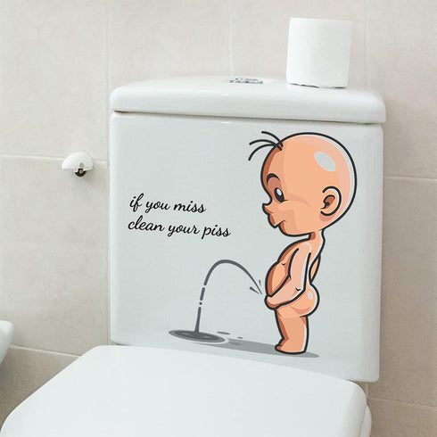Cartoon Villain Toilet Stickers, Clean Your Piss Funny Decals, Waterproof Vinyl Wall Art Sign Decor, Removable Toilet Seat Quote Murals for Toilet...