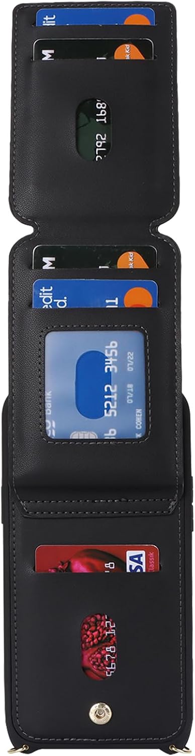 iPhone 7 8 SE (2020) Case with Card Holder for Women, iPhone 7 8 SE (2020) Phone Case Wallet with Strap Credit Card Slots Crossbody with Kickstand...