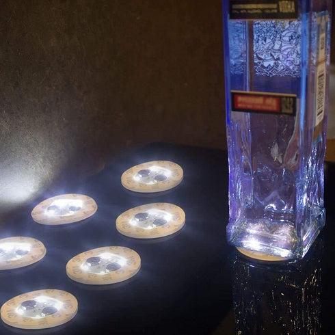 LOGUIDE LED Light Up Coasters,LED Bottle Lights, Bottle Glorifier,LED Sticker Coaster Discs for Drinks,Flash Cup Coaster Flashing Shots Light (Coo...