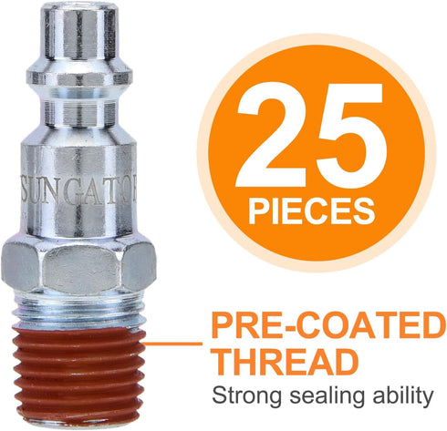 SUNGATOR 1/4-Inch NPT Male Industrial Air Plug, 1/4'' Pneumatic Plugs, Air Hose Fitting, 1/4'' Quick Connect Air Fitting, Air Hose Repair Plug Kit...