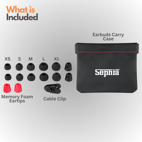 sephia SP3060 Wired Headphones, HD Bass Driven Audio, Lightweight Aluminum Wired in Ear Earbud Headphones, S/M/L Ear Bud Tips, Earphone Case, 3.5m...