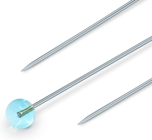 Dritz 3035 Crystal Glass Head Pins, 1-7/8-Inch (100-Count), Blue and Yellow...