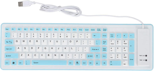 EBTOOLS Foldable Silicone Keyboard, 103 Keys Silent USB Wired Silicon Foldable Roll up Keyboard, Waterproof Mute Fadeless Rollable Keyboard for PC...