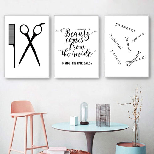 Hair Salon Wall Art Beauty Salon Pictures Wall Decor Fashion Canvas Art Beauty Shop Wall Art Modern Prints Vanity Wall Painting for Beauty Room Po...