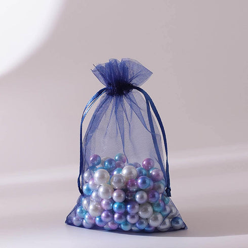 100 Pieces Gifts Organza Bags Navy Blue Drawstring 5x7 Inch for Baby Shower,Christmas,Nurse Birthday,Party Favor,Wedding,Graduation Sheer Mesh Fab...