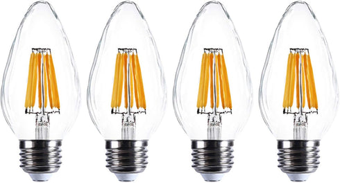 E27/E26 6W F15 Dimmable LED Porch Light Filament Bulb, Warm White 2200K 60W Equivalent 600 Lumen Edison Vintage Bulbs for Home Lighting, Flame Wri...