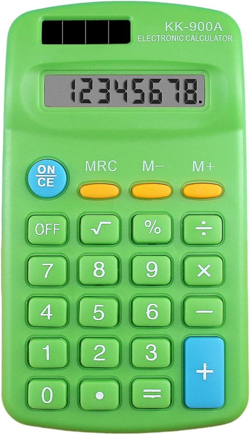 Green Mini Calculator 8 Digits Calculator with LED Large Screen Big Button, Pocket Calculator for Office, Home, School Office Electronics Easy to ...