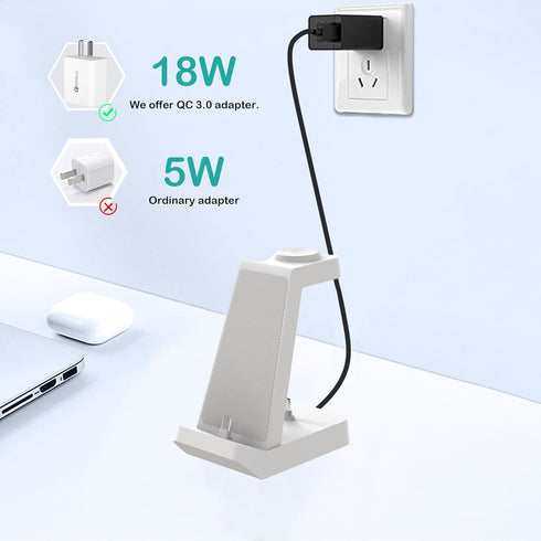 Charger Station for Samsung Galaxy 10w, 3 in 1 Fast Wireless Charging Stand for Galaxy Watch Buds S23/S22/S21/S21 Ultra/S21+/S20 fe/S20/Note 20/10...