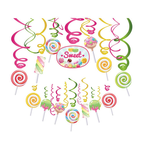 30Ct CandyLand Hanging Swirl Decorations,Lollipop Decorations,Sweet Decorations for Girls,Boys,Kids,Home,Classroom,Office,Baby Shower...