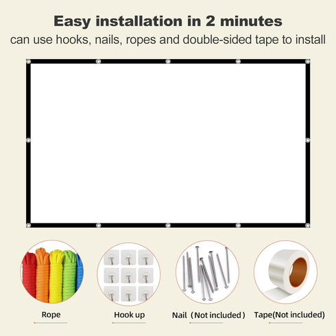 Foldable 60-inch Projector Screen, XINLEMY 4K 16:9 HD Portable Projection Movie Screen Double-Sided Cinema Screen for Home Theater Backyard Indoor...