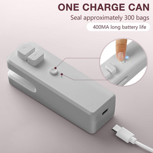 Mini Bag Sealer, 2024 Upgrade USB rechargeable Bag Sealer 2 in 1 Bag Sealer and Cutter Magnetic USB Rechargeable Mini Sealing Machine Heat Seal To...