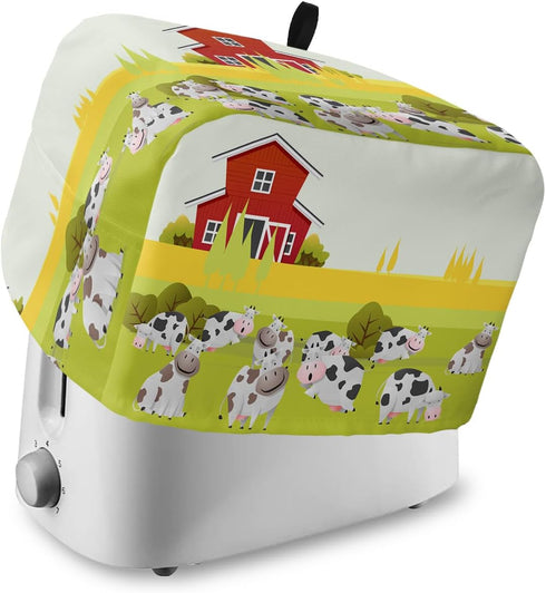 Toaster Dust Cover with Pockets, Farmhouse Cute Cow Soft Washable 2 Slice Toaster Cover, Dust-proof Cover for Small Appliance Cover and Fingerprin...