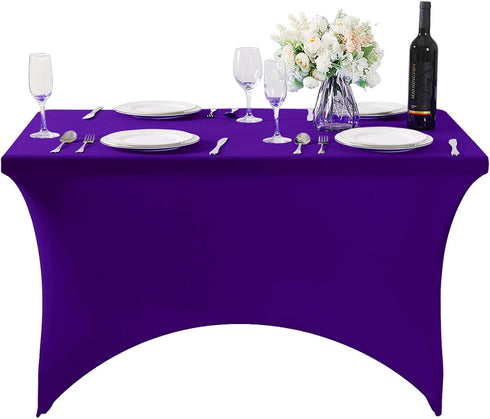 Spandex Table Cover for 4FT Table Universal Fitted Stretch Tablecloth for Party, Banquet, Wedding and Events-Purple...