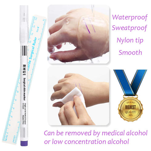 Surgical Skin Marker Pen 4-Pack Professional Sterile Tip Tattoo Stencil Markers Pen Scribes Purple, Individually Wrapped (Tip Size: 0.5mm/1mm/3.5m...
