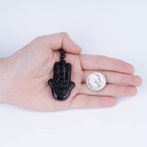 ASGIFT Black Obsidian Necklace Healing Crystal Stone Amulet Protection Pendant with Adjustable Rope Necklace Birthday Christmas Gift for Men Women...