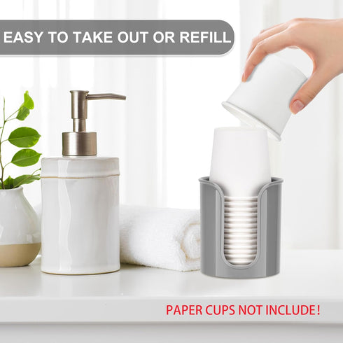 2 Pack Bathroom Cup Holder for Dixie Cups 3 oz Bathroom Cups - Bathroom Cup Dispenser 3 oz Countertop for Mouthwash Cups Small Paper Cups(Grey)...