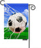 Moslion Soccer Garden Flag Vertical Double Sided Sports White and Black Football in Ball Net in Green Field Grass Blue Sky House Flags Home Burlap...