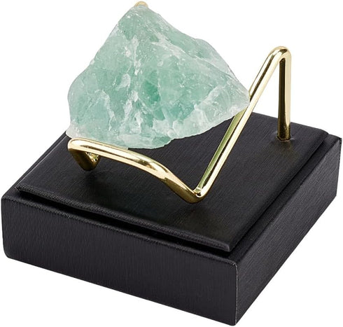 FINGERINSPIRE Stone Display Stand with Black PU Leather Base 2.2x2.2x1.7 inch Gold Metal Arm Display Stand Mineral Specimens Display Easel Holders...