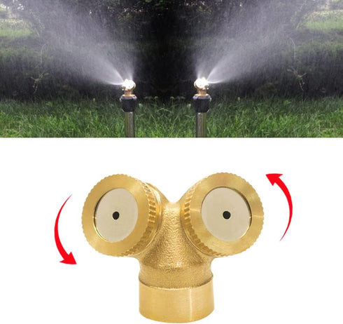 Feelers Brass Misting Spray Nozzle, 1/2" BSPF 2-Holes Atomizing Spray Garden Sprinklers Agricultural Irrigation System Adapter Fitting (Pack of 2)...
