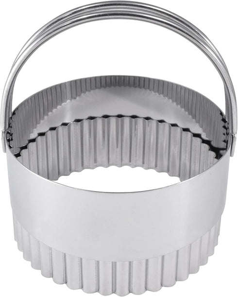 R&M International Stainless Steel 3-1/4" Round Fluted Biscuit Cutter with Handle, 1-Piece...
