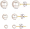 Sllaiss 925 Sterling Silver Austria Pearl Earrings 18K Gold Pink Earrings Sets Stud Earrings for Women (3 Pairs 4mm 6mm 8mm)...