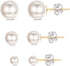 Sllaiss 925 Sterling Silver Austria Pearl Earrings 18K Gold Pink Earrings Sets Stud Earrings for Women (3 Pairs 4mm 6mm 8mm)...