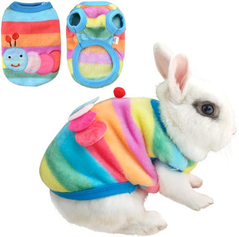 ANIAC Pet Costume Cute Rabbit Clothes Soft Bunny Vest Cozy T-shirt for kitten Ferret Chihuahua puppy and Small Animals (2XS, Rainbow)...