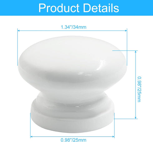 12 Packs Solid Wood Round Kitchen Cabinet Knobs, 1.34 Inch Diameter Wood Pulls, White Drawer Pulls, Dresser Drawer Handles Knobs...