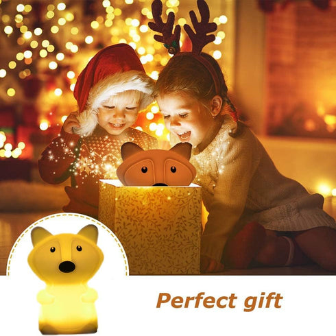 WHA&DARREN Fox Squishy Night Light for Babies & Kids, Nursery Light, Animal Shaped, Silicone Material...