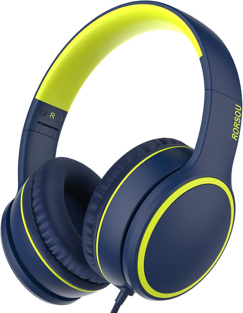 RORSOU R10 On-Ear Headphones with Microphone, Lightweight Folding Stereo Bass Headphones with 1.5M No-Tangle Cord, Portable Wired Headphones for S...