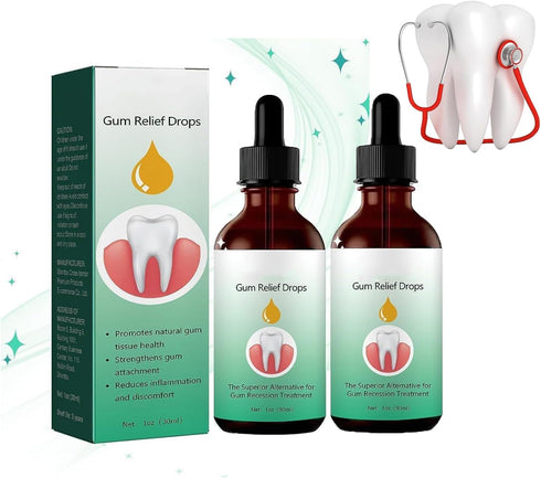 Gum Relief Drops, DentiZen Gum Regrowth Drops, Gum Treatment for Receding Gums, Oil Pulling for Teeth and Gums (2Pcs)...