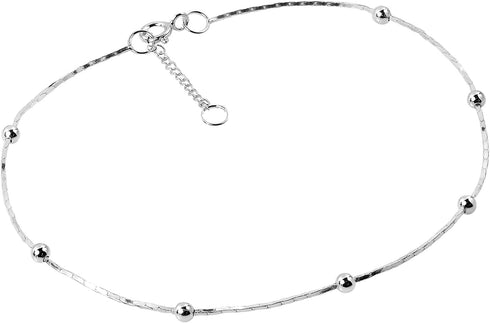 AeraVida Adjustable Classic Chain Silver Beads Casual Wear 925 Sterling Silver Anklet Bracelet, 9-10 inch...