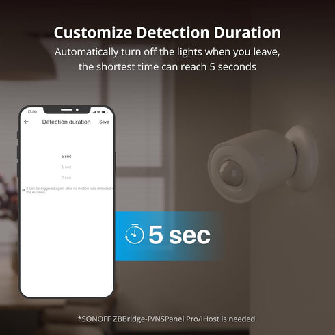 SONOFF SNZB-03P Zigbee Motion Sensor, 3-Year Battery Life, for Alert System and Automations Wireless Motion Detector, SONOFF Zigbee Bridge Require...