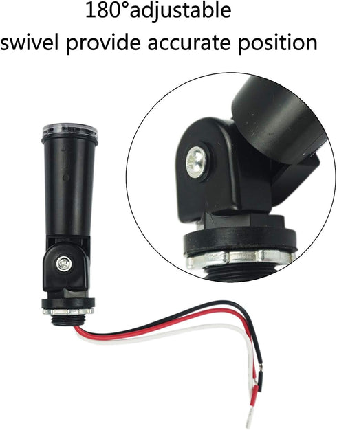 AC 120V Outdoor Sensor Photoelectric Switch, Dusk to Dawn Photocell Switch, Hard-Wired Post Eye Light Control with Photocell Light Sensor and Swiv...
