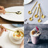 6 Pcs Coffee Spoons Stainless Steel Tea Spoons Round Dessert Spoons Long Handle Spoons for Hot Chocolate Ice Tea Latte Dessert Espresso Golden...