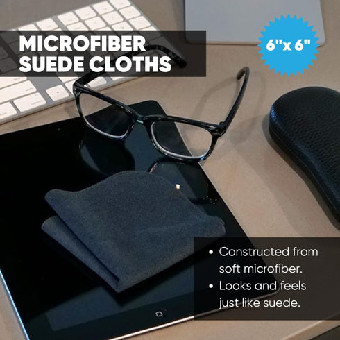 Premium Lens Glasses Cleaning Cloth by Microfiber Wholesale | Black | 6”x6” | 10pk | Soft Microfiber Suede | Travel Size Reusable | No Lint Scratc...