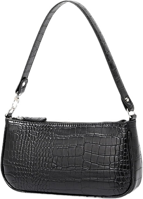 Retro Classic Crocodile Pattern Clutch Shoulder Tote HandBag with Zipper Closure Small Purse for Women...