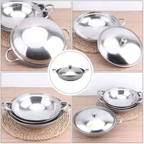 Ciieeo Shabu Shabu Hot Pot Pot Stainless Steel Dry Pot Camping Stove Stock Cooking Pot Seafood Pot Alcohol Stove Pan Noodle Ramen Pot Chef Wok wit...