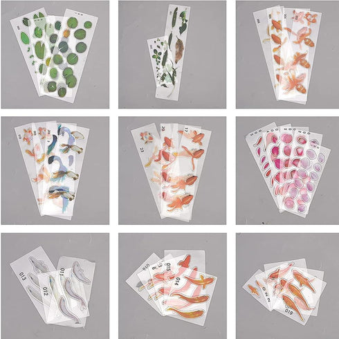 OLYCRAFT 35 Sheets 3D Goldfish Film Stickers - Koi Pond Painting, Lotus Leaf Resin Decorate for Craft Art...