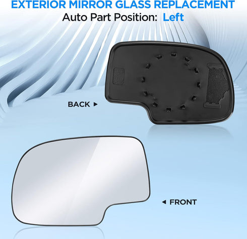 BDFHYK 12477843 Driver Left Side Mirror Glass Compatible with Chevy Silverado Suburban Tahoe GMC Sierra Yukon 1500 Cadillac Escalade, Side View Ex...
