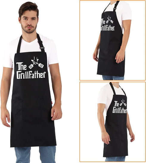 Grill Aprons for Men Dad - The Grill father Apron - Funny Chef Cooking Grilling BBQ Apron with 2 Pockets - Birthday Fathers Day Christmas Gifts fo...