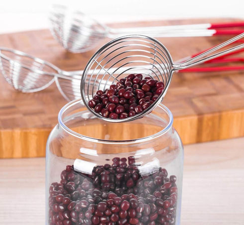 Draining Scoo p, Skimmer Slotted Spoon, Boba Pearl Scoo p Strainers, Mini Mesh Skimmer Spoon with Handle, Round Hot Pot Strainer for Kitchen Fryin...