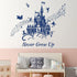 Supzone Castle Wall Stickers Fairy Tale Castle Never Grow Up Quotes Stars Wall Decor for Baby Nursery Room Kids Bedroom Wall Decal-Navy Blue...