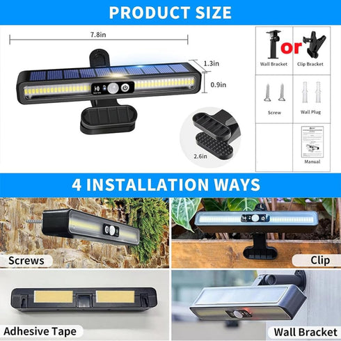 Solar Wall Lights Outdoor,Waterproof Solar Street lamp Dusk to Dawn, Clip Lamp Wall Hanging Solar Light for Home Outdoor Garden (1 Pack)...