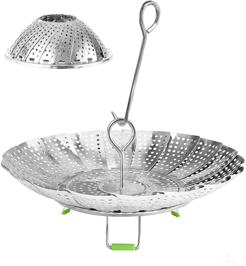 Stainless Steel Steamer Basket, Vegetable Steamer Basket for Instant Pot, Insert for Veggie/Seafood Cooking/Boiled Eggs with Safety Tool - Adjusta...