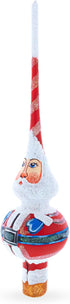 Santa in Red & White Suit Glass Christmas Tree Topper 11 Inches...