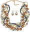 Womens Multi strand Chunky Statement Pearl Necklace Choker for Women Bride Wedding Jewelry set...