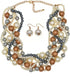 Womens Multi strand Chunky Statement Pearl Necklace Choker for Women Bride Wedding Jewelry set...