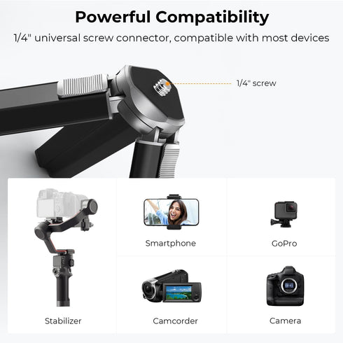 K&F Concept Mini Projector Camera Metal Tripod, 1/4" Screw Desktop Stand, 2-Level Height Adjustment - Load up to 44lbs, MS06...