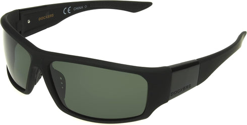Dockers Men's Gavin Sunglasses Polarized Wrap, Black, 57mm...